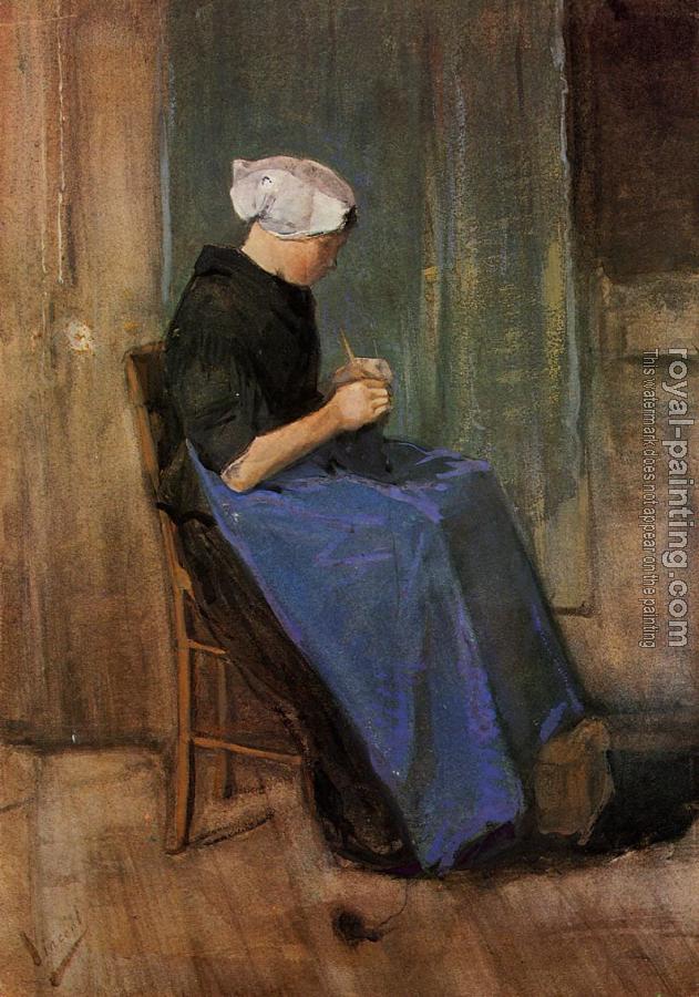 Vincent Van Gogh : Young Scheveningen Woman, Knitting